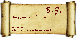 Bergmann Zója névjegykártya